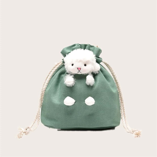 

Girls Cartoon Dog Decor Bucket Bag, Green