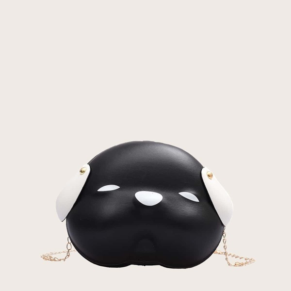 

Girls Cartoon Dog Shaped Crossbody Bag, Black
