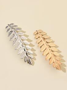2pcs Metal Leaf Hair Clip - Multicolor - View 2