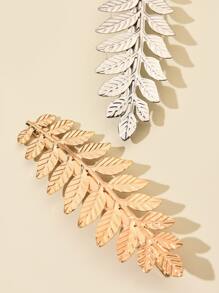2pcs Metal Leaf Hair Clip - Multicolor - View 3