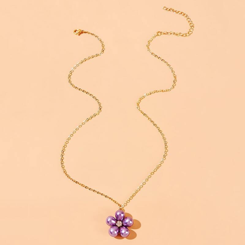 

Floral Pendant Necklace, Purple