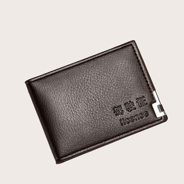

Men Letter Graphic Driver License Holster With Card Holder, Black