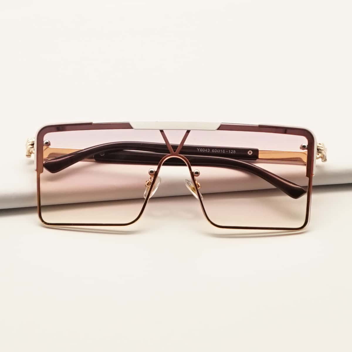 

Flat Top Shield Sunglasses, Pink