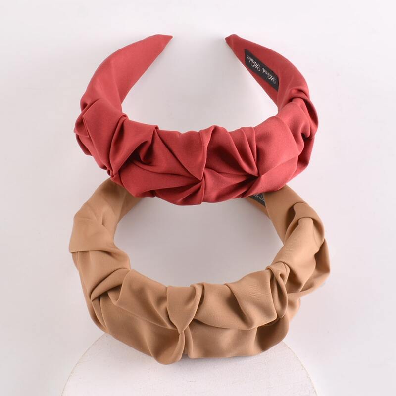 

2pcs Plain Ruched Hair Hoop, Multicolor