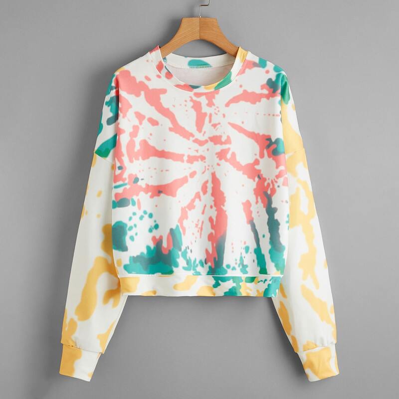 

Tie Dye Drop Shoulder Sweatshirt, Multicolor