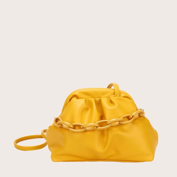 

Minimalist Chain Handle Ruched Bag, Yellow