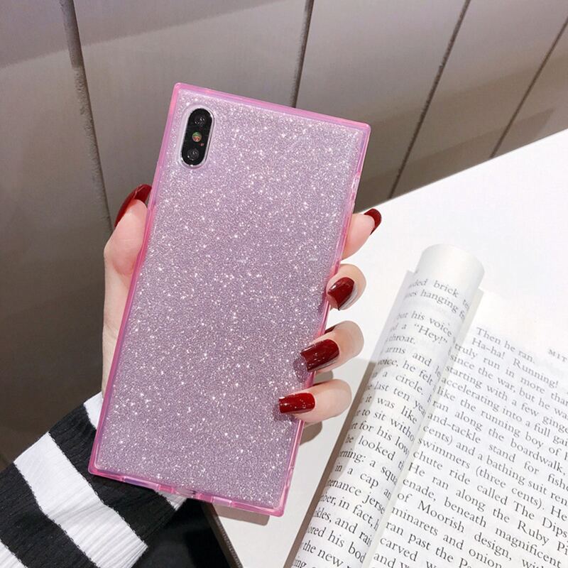 

Square Glitter iPhone Case, Pink