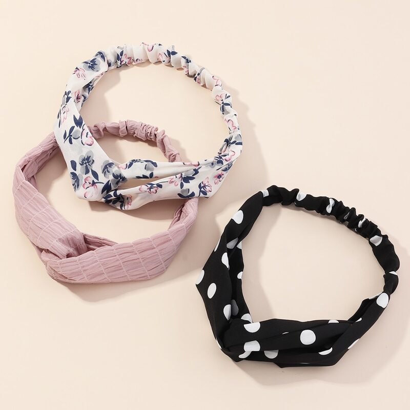 

3pcs Polka Dot Pattern Headband, Multicolor