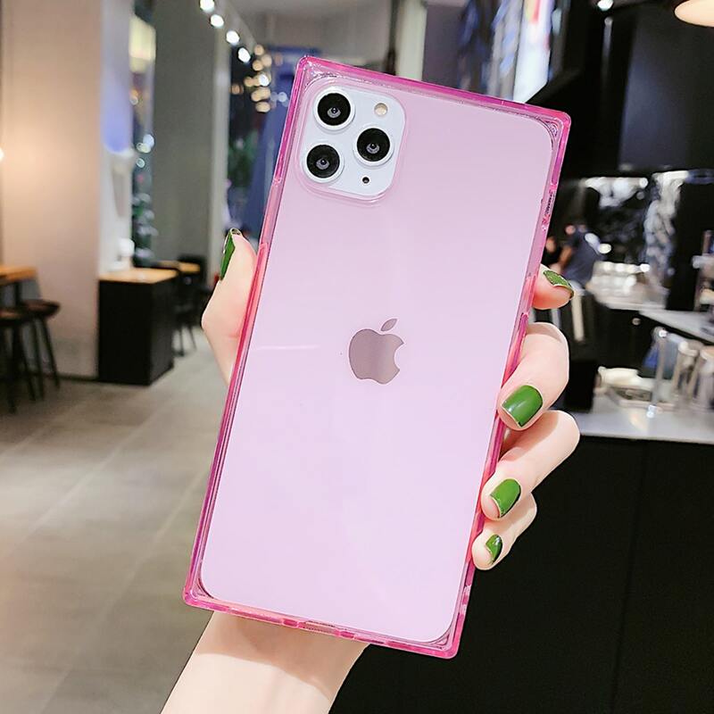 

Square Clear iPhone Case, Pink