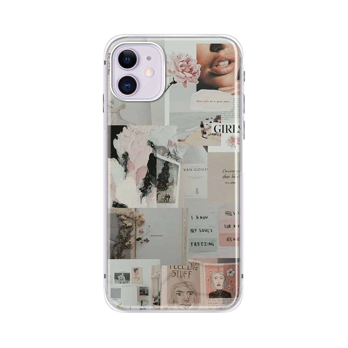 

1pc Literary Pictorial Pattern iPhone Case, Multicolor