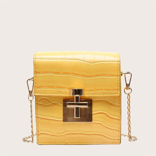 

Girls Croc Embossed Chain Crossbody Bag, Yellow