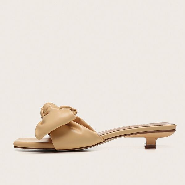

Bow Decor Kitten Heeled Mules, Yellow
