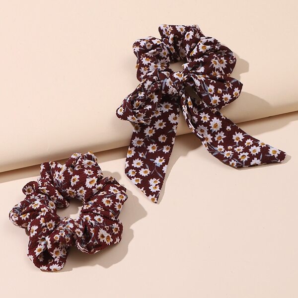 

2pcs Ditsy Flower Pattern Scrunchie, Multicolor