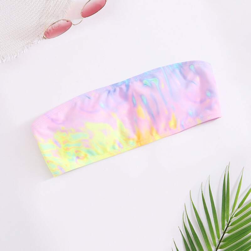 

Tie Dye Bandeau Bikini Top, Multicolor