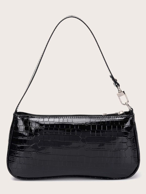 SHEIN Croc Embossed Baguette Bag SHEIN USA