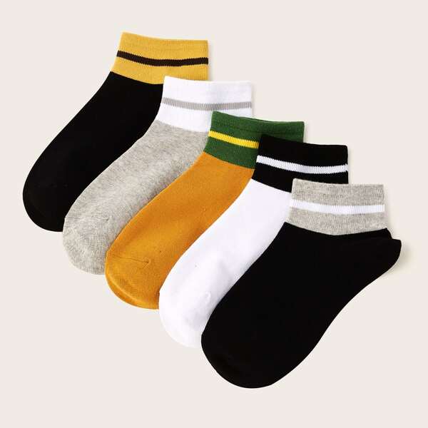 

5pairs Striped Pattern Socks, Multicolor