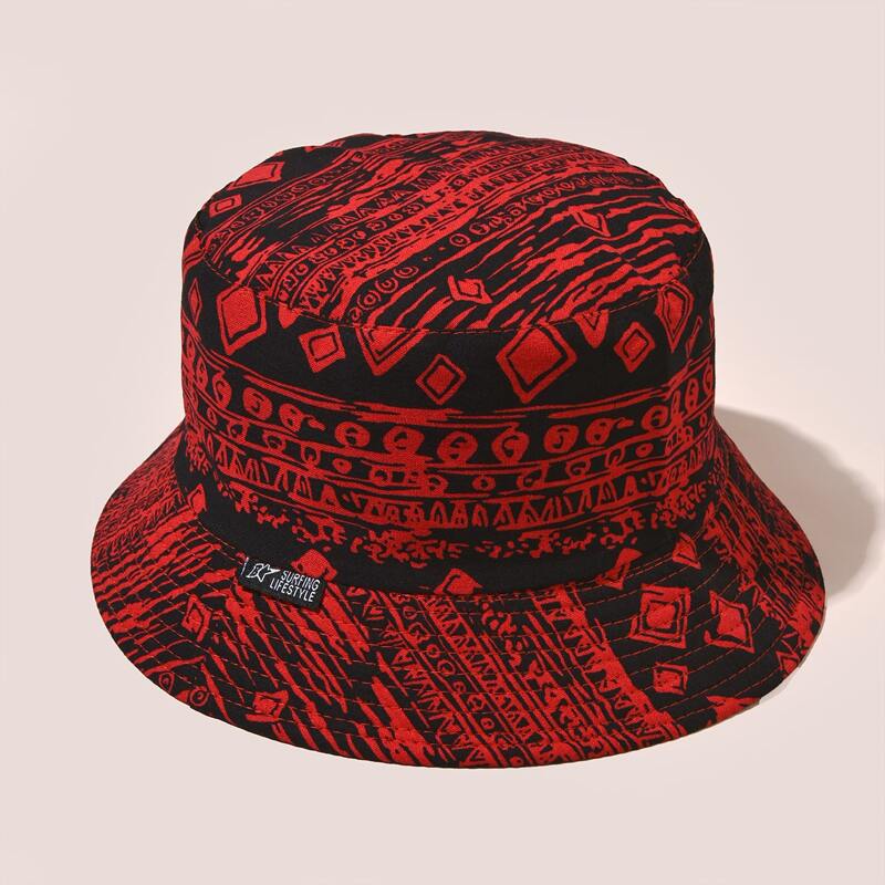 

Guys Geometric Pattern Bucket Hat, Red