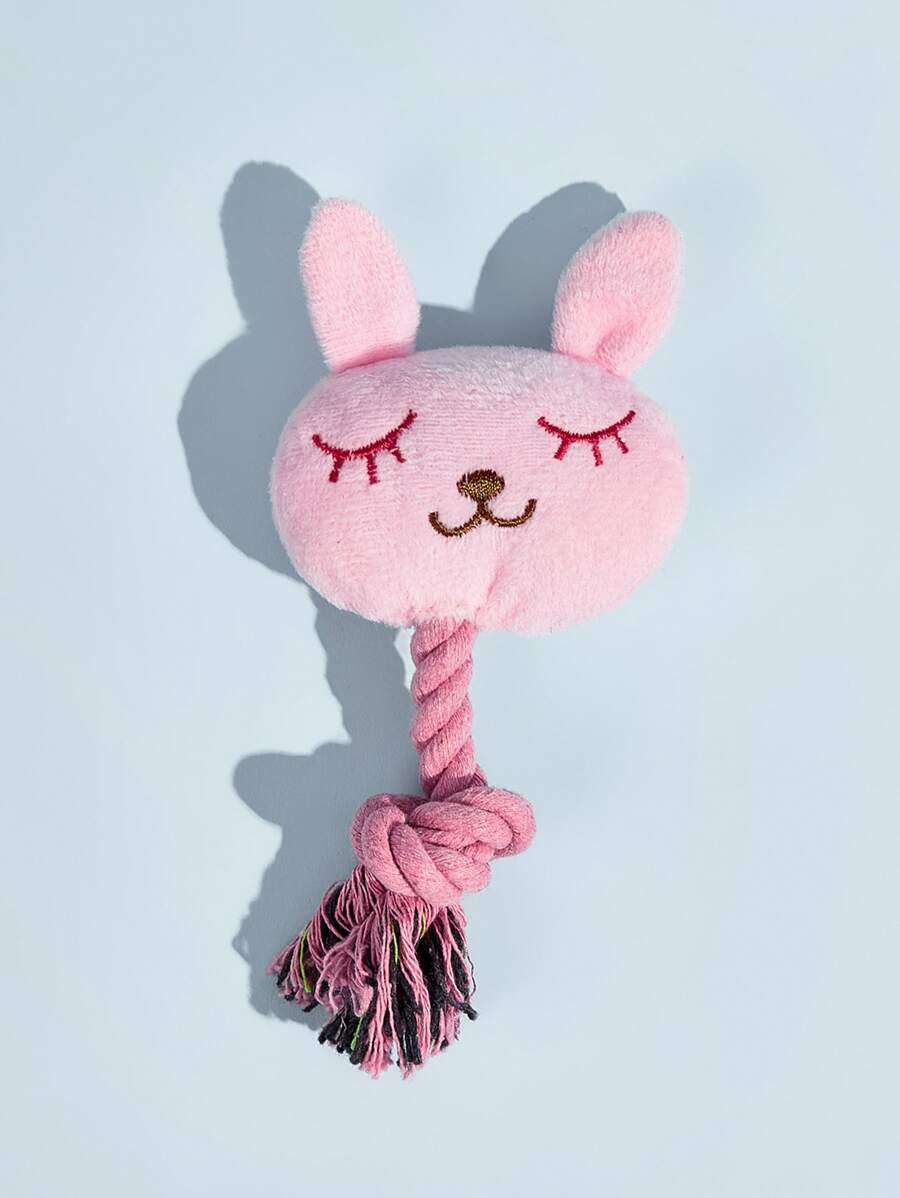 1/2/5pcs Plush Knot Pink Rabbit, Knot Frog, Dog Chew Squeaky Toys For Cats & Dogs Daily Use - Pink - View 1