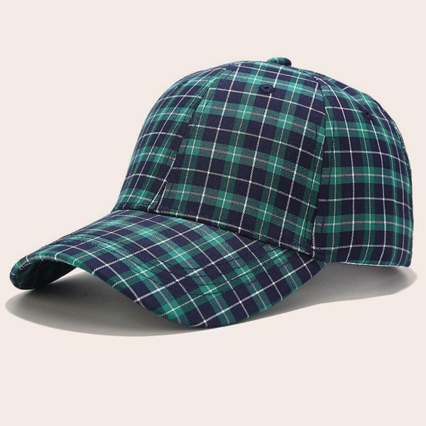 

Plaid Pattern Baseball Cap, Green
