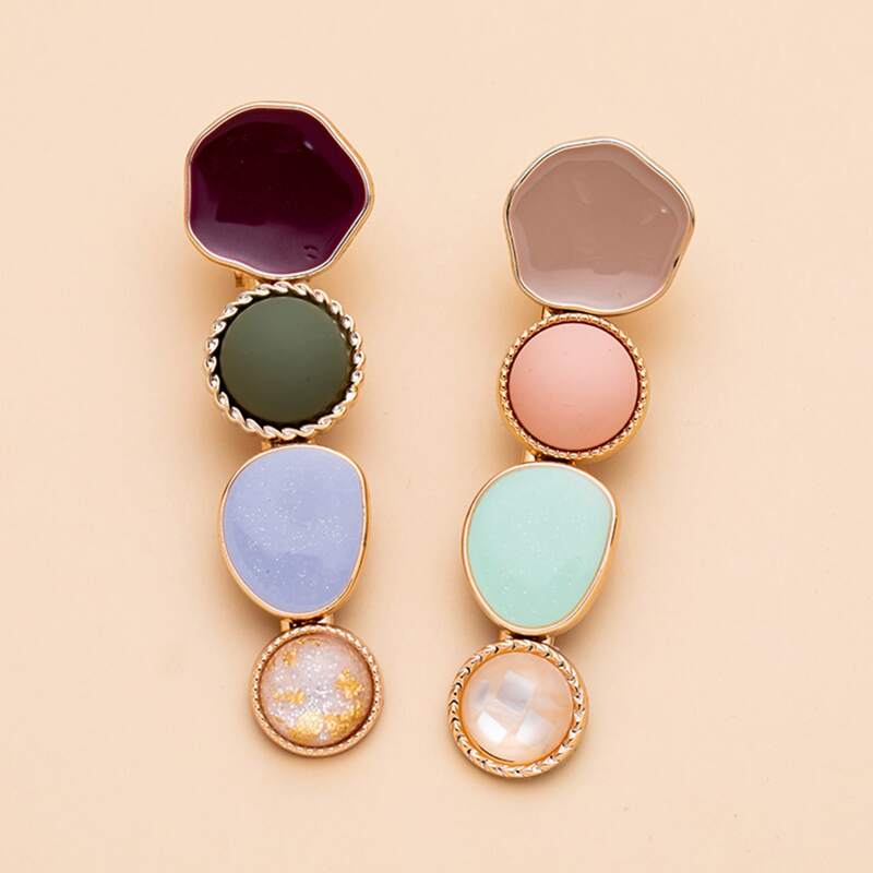 

2pcs Round Decor Hair Clip, Multicolor