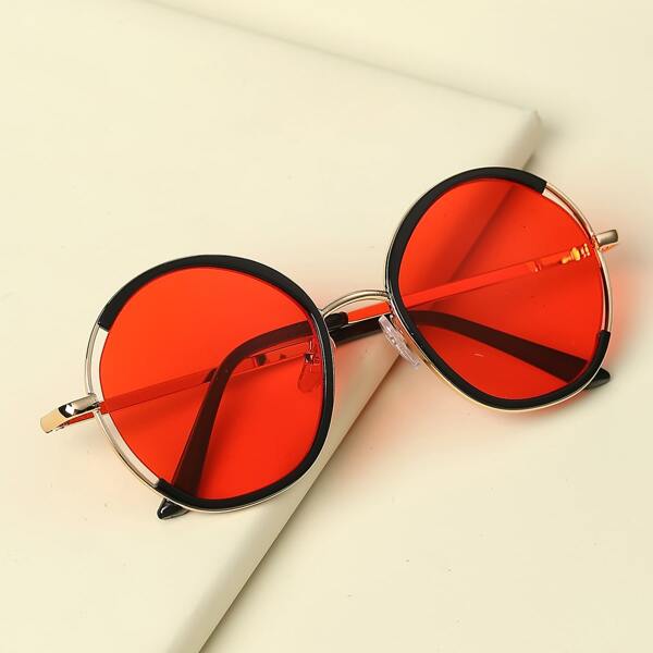 

Toddler Kids Round Frame Sunglasses, Red