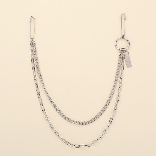 

Geo Charm Chain Belt, Silver