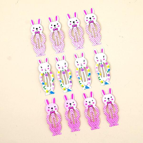 

12pcs Toddler Girls Rabbit Hair Clip, Multicolor