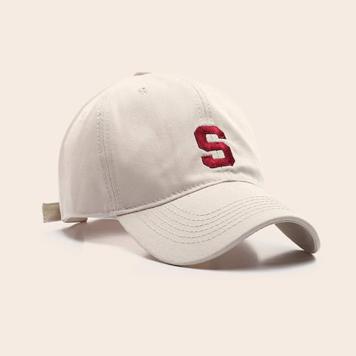 

Letter Embroidery Baseball Cap, Beige