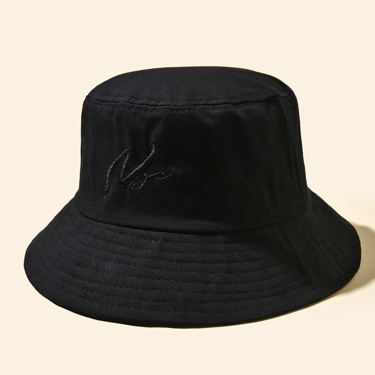 

Letter Embroidery Bucket Hat, Black
