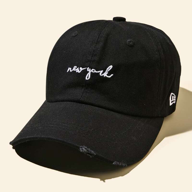 

Slogan Embroidery Baseball Cap, Black