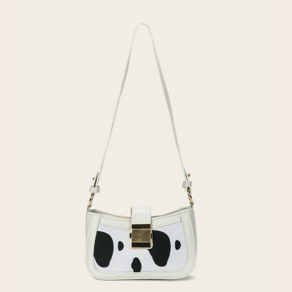 

Cow Pattern Shoulder Bag, Black and white