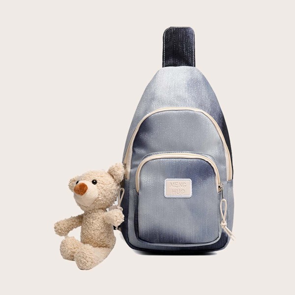 

Letter Patch Ombre Sling Bag, Silver