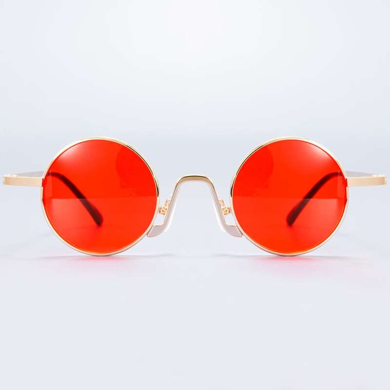 

Guys Round Metal Frame Sunglasses, Red
