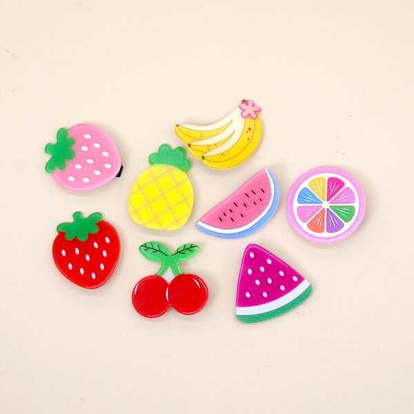 

8pcs Toddler Girls Fruit Shaped Hair Clip, Multicolor