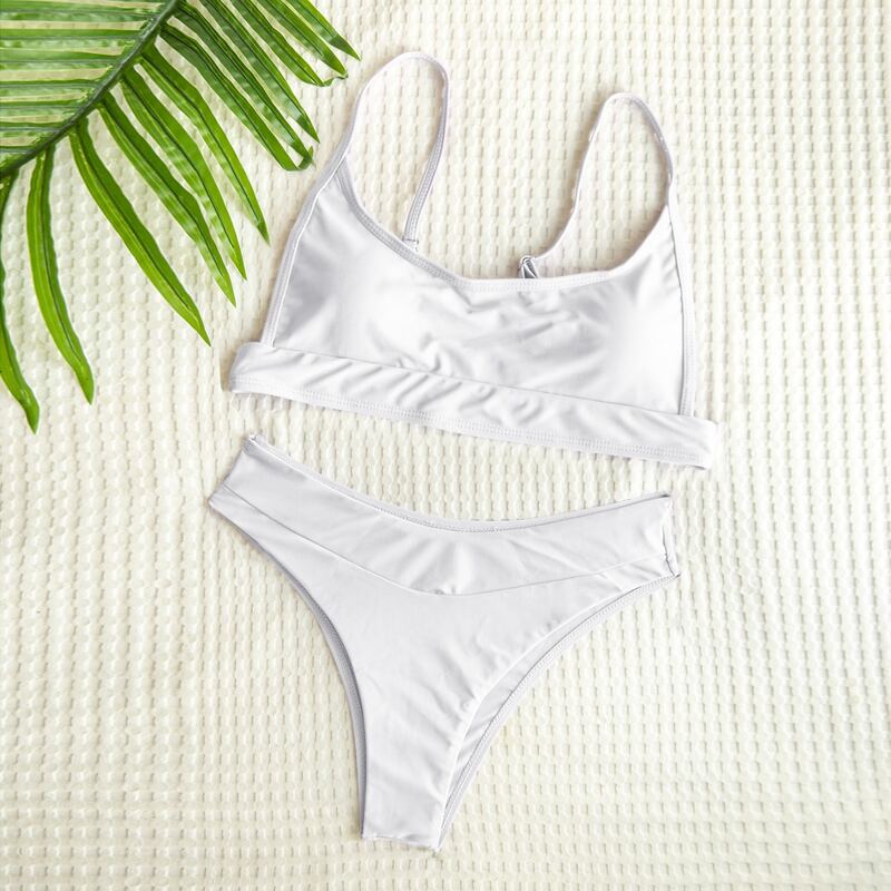 

Adjustable Strap Bikini Swimsuit, White