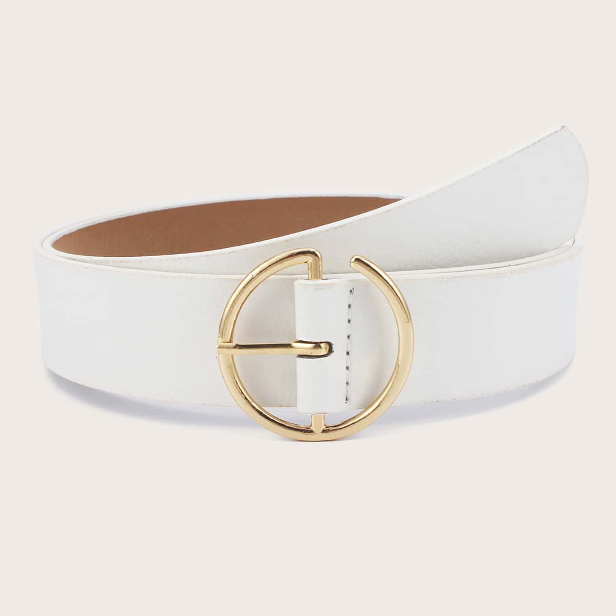 

Round Buckle Belt, White