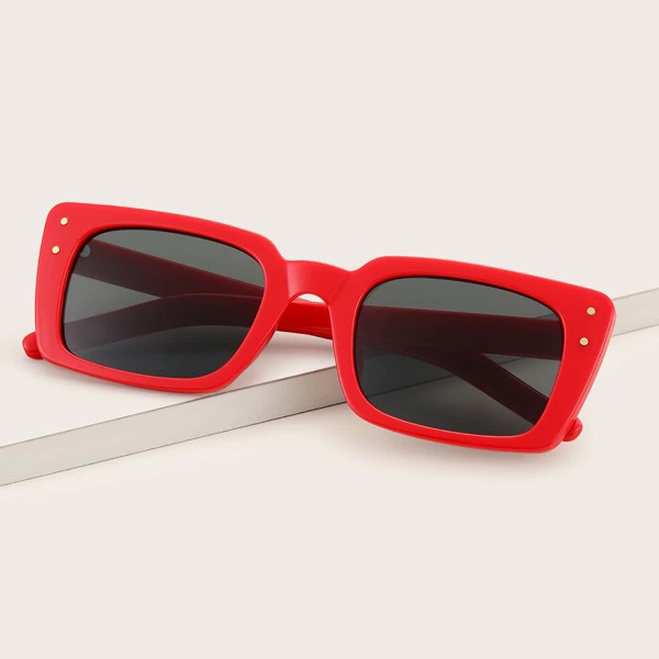 

Acrylic Square Frame Sunglasses, Red