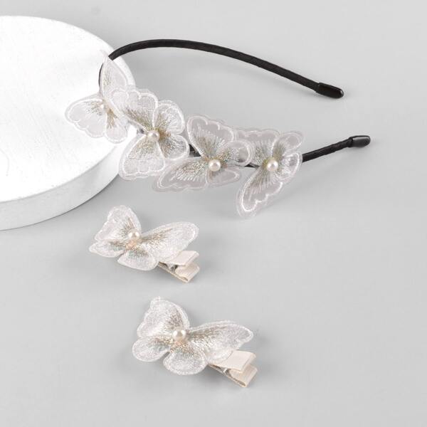 

Butterfly Decor Hair Hoop & 2pcs Hair Clip, Multicolor