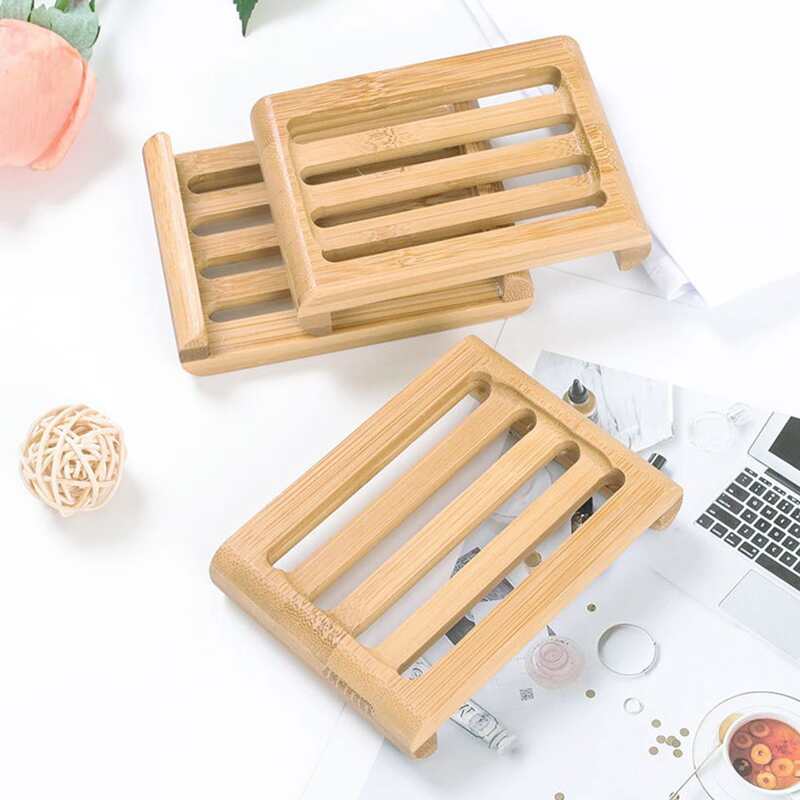 

1pc Wooden Soap Dish Holder, Khaki