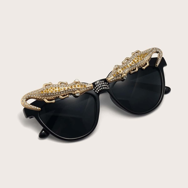 

Rhinestone Crocodile Decor Sunglasses, Dark grey