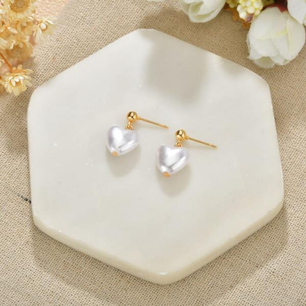 

Faux Pearl Decor Drop Earrings, White