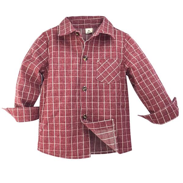 

Toddler Boys Plaid Button Through Shirt, Burgundy