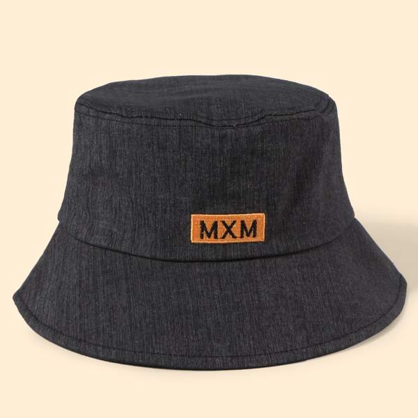 

Letter Embroidery Bucket Hat, Black