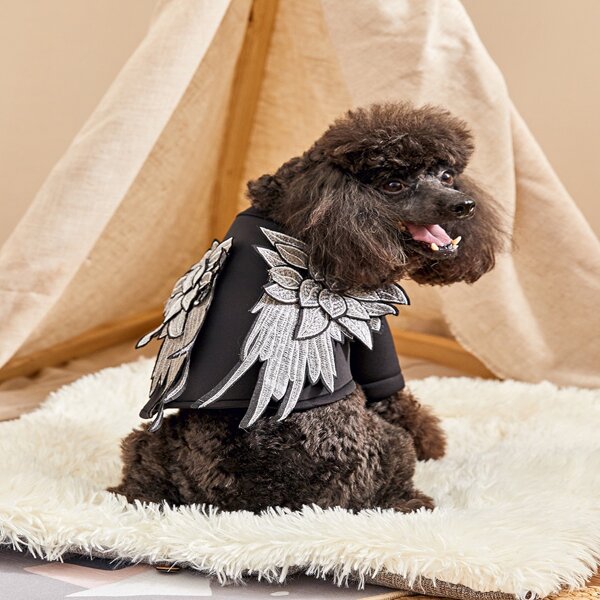 

1pc Wing Shaped Dog Hoodie, Black