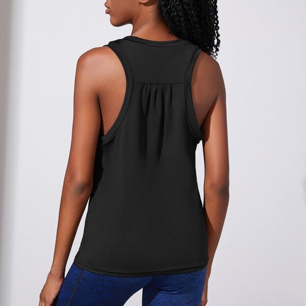 

Solid Racer Back Sports Tee, Black