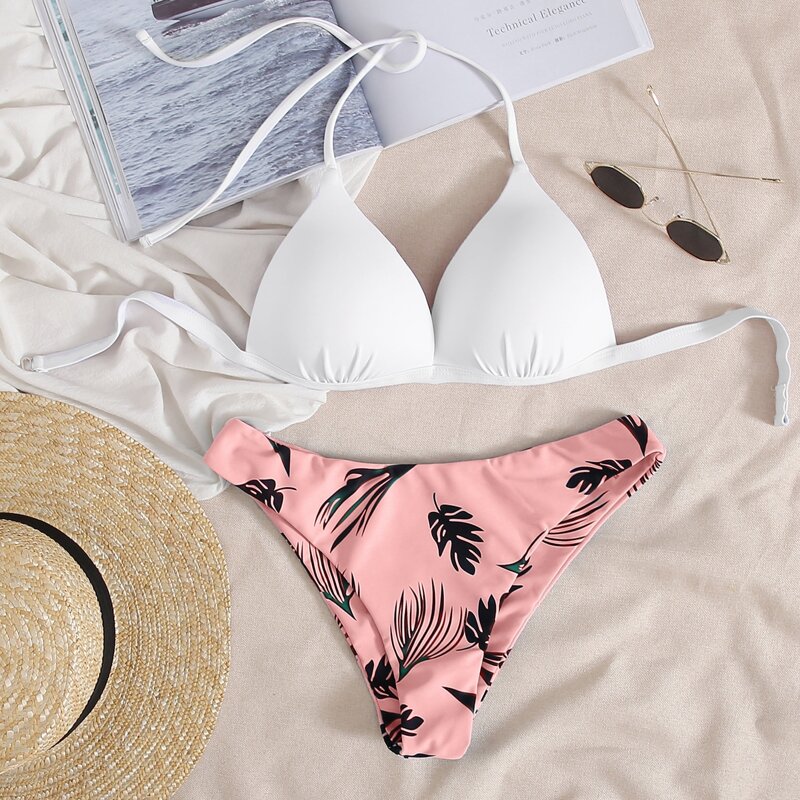 

Tropical Halter Bikini Swimsuit, Multicolor