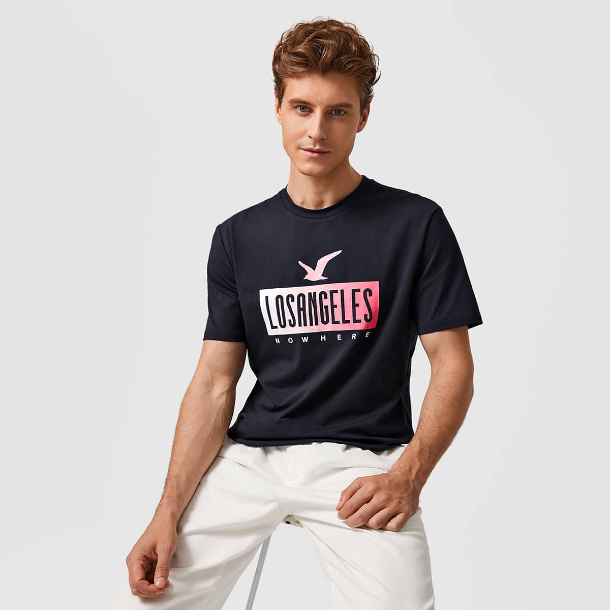 

Guys Letter Graphic Tee, Navy blue