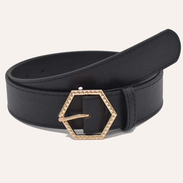 

Girls Geometric Buckle Belt, Black