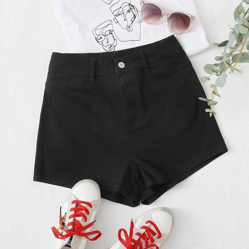 

Black Wash Straight Leg Denim Shorts