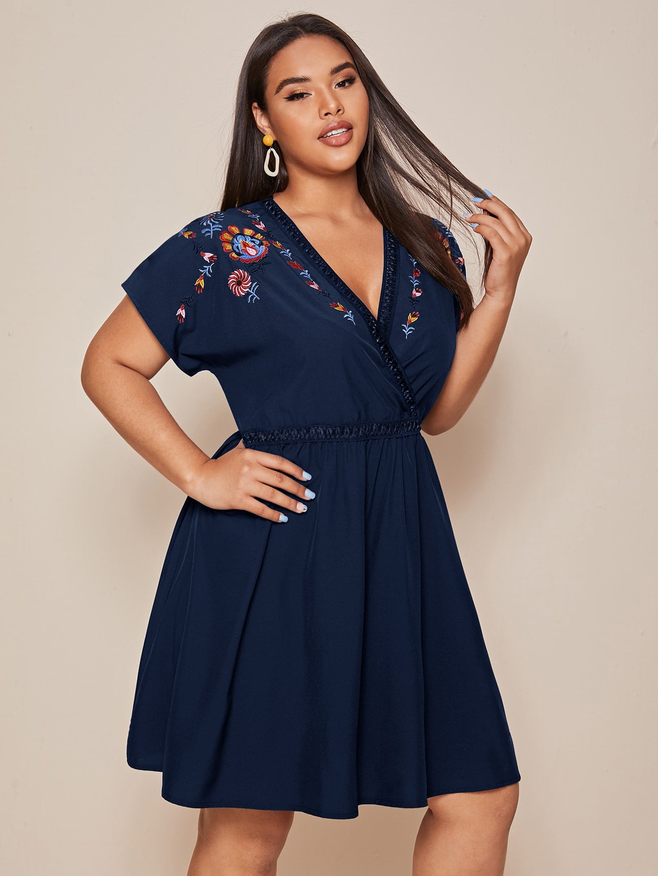 shein floral embroidered dress